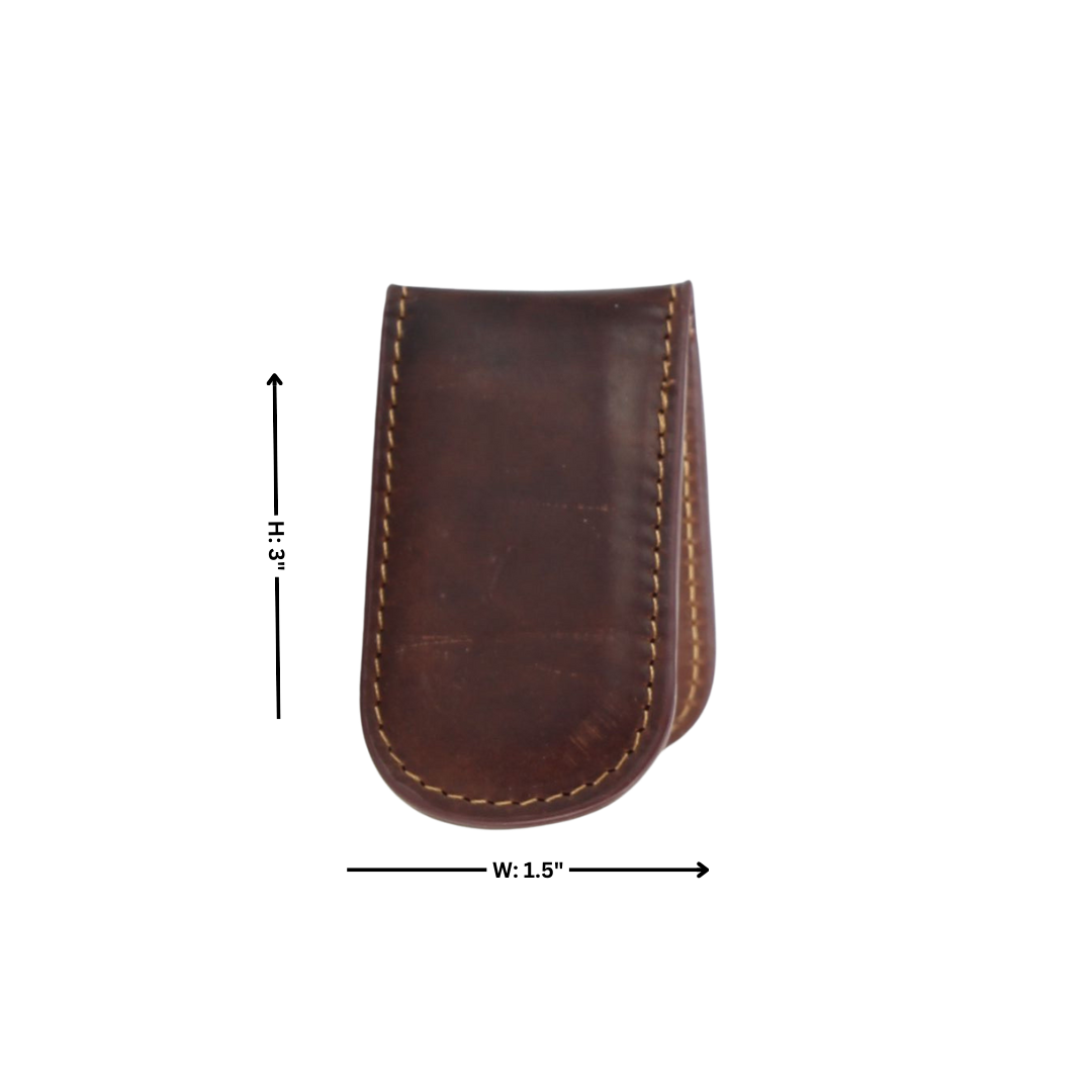 American Bison Oil Pull Up Leather Money Clip