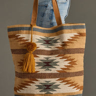 Tan, Camel & Teal Aztec Tote