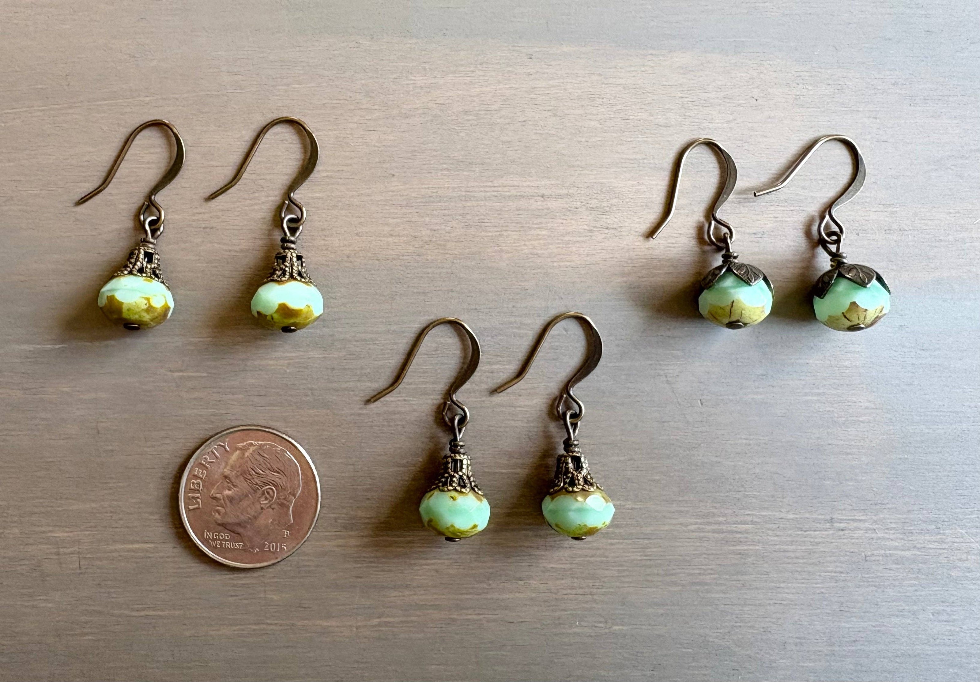 Earthen Beauty Simple Drop Earrings in Pale Green