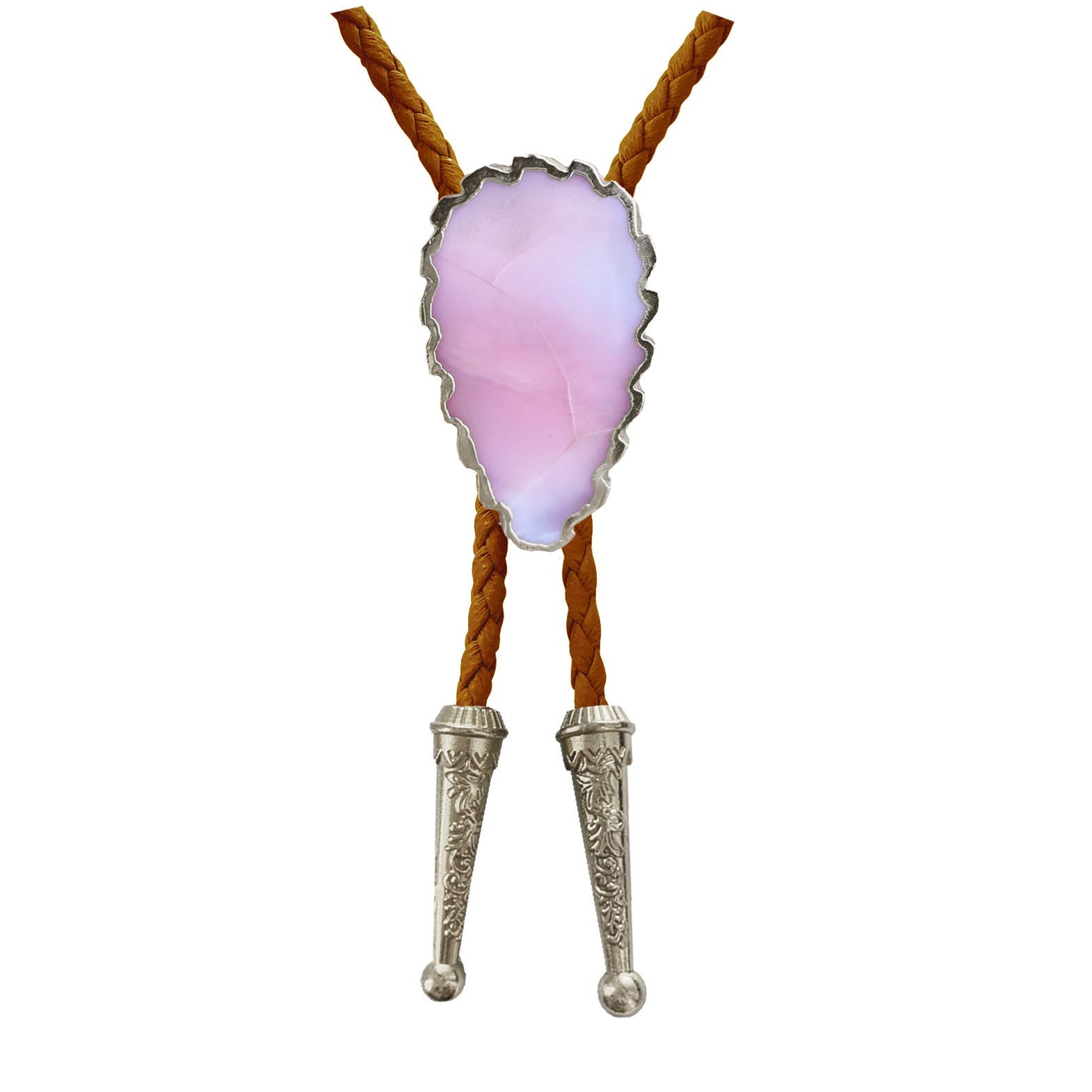 Gemstone Bolo Tie - Pink Opal