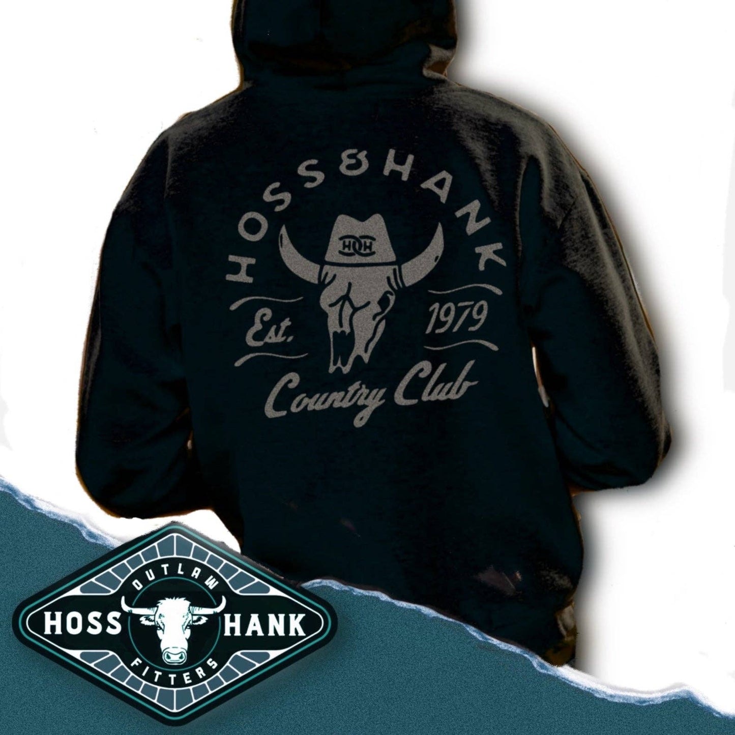 Hoss & Hank Country Club Black Hoodie