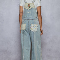 Pol Clothing Floral Patchwork Embroidery Overall