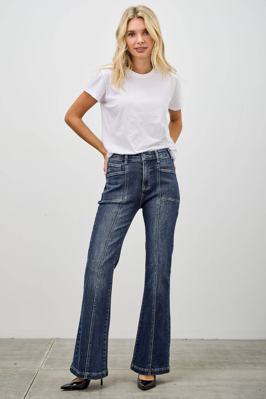 High-Rise Boot Cut Jeans Seam Detail