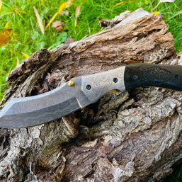Damascus Steel Folding Knife Wolf Engraved TK-052