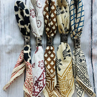 Boho Bandanas With Cowhide Leather Slides