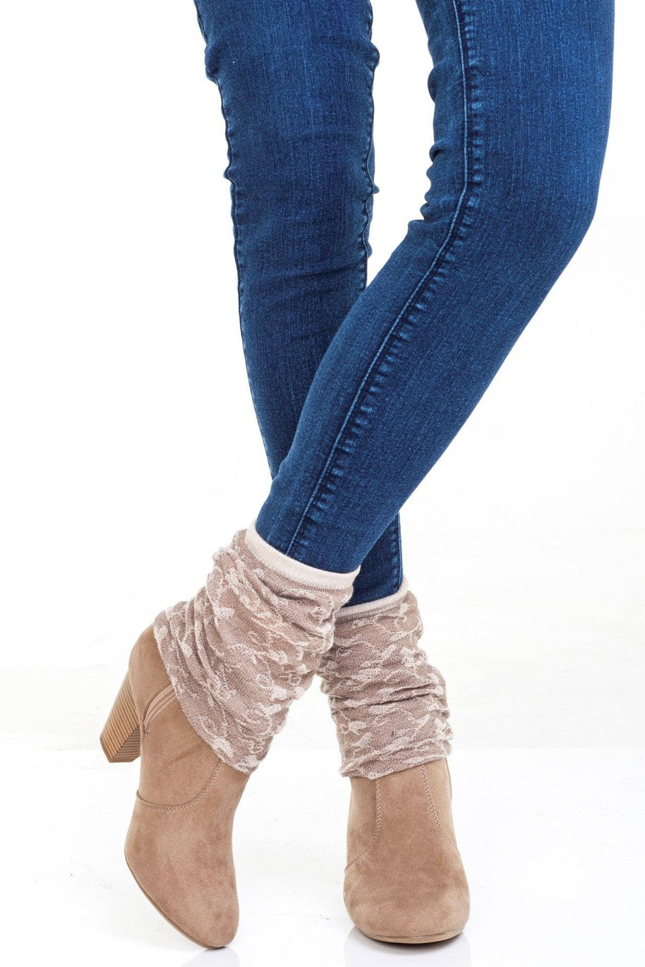 Floral OTK Slouch Boot Sock, Cream