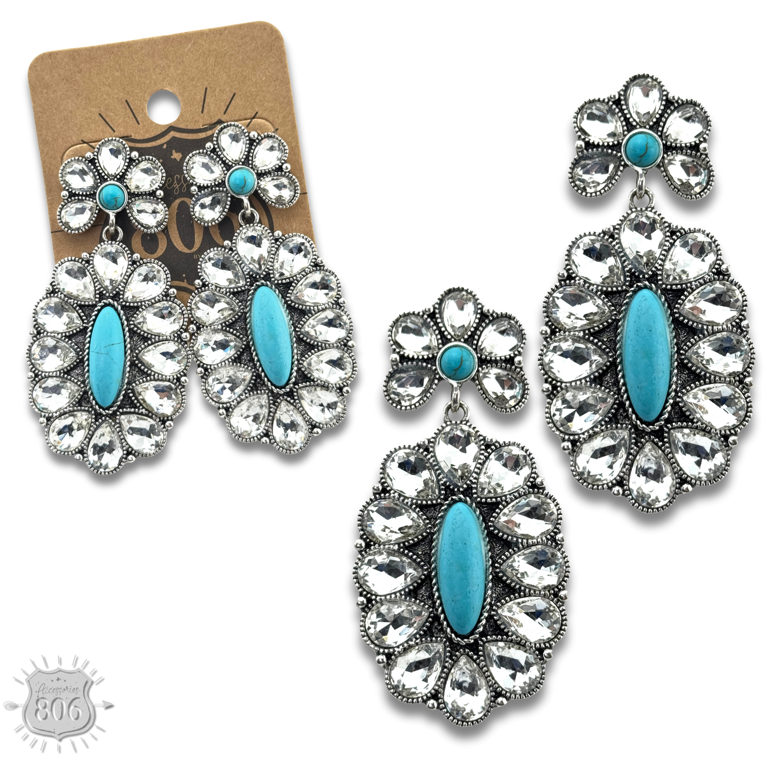 Western rhinestone concho earrings