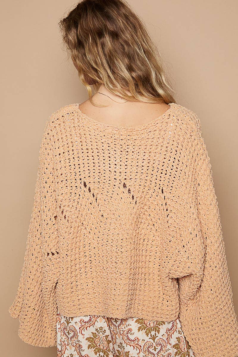 Semi-cropped chenille sweater