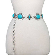 Oval Concho Belt with Faux Stone