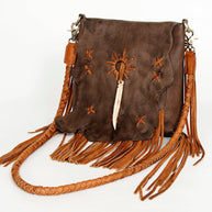 Natural Leather Crossbody with Bone Clasp