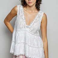 Deep V-Neck Lace Top