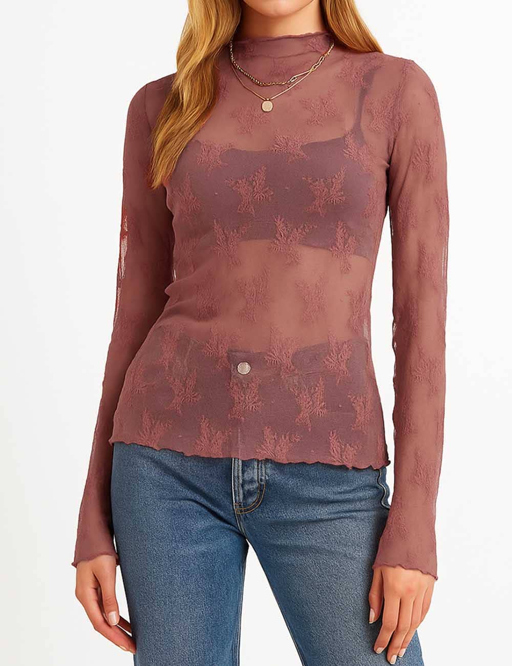 Long-Sleeve Lace Top