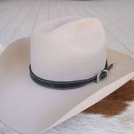 Black Tooled Leather Buckle Hat Band