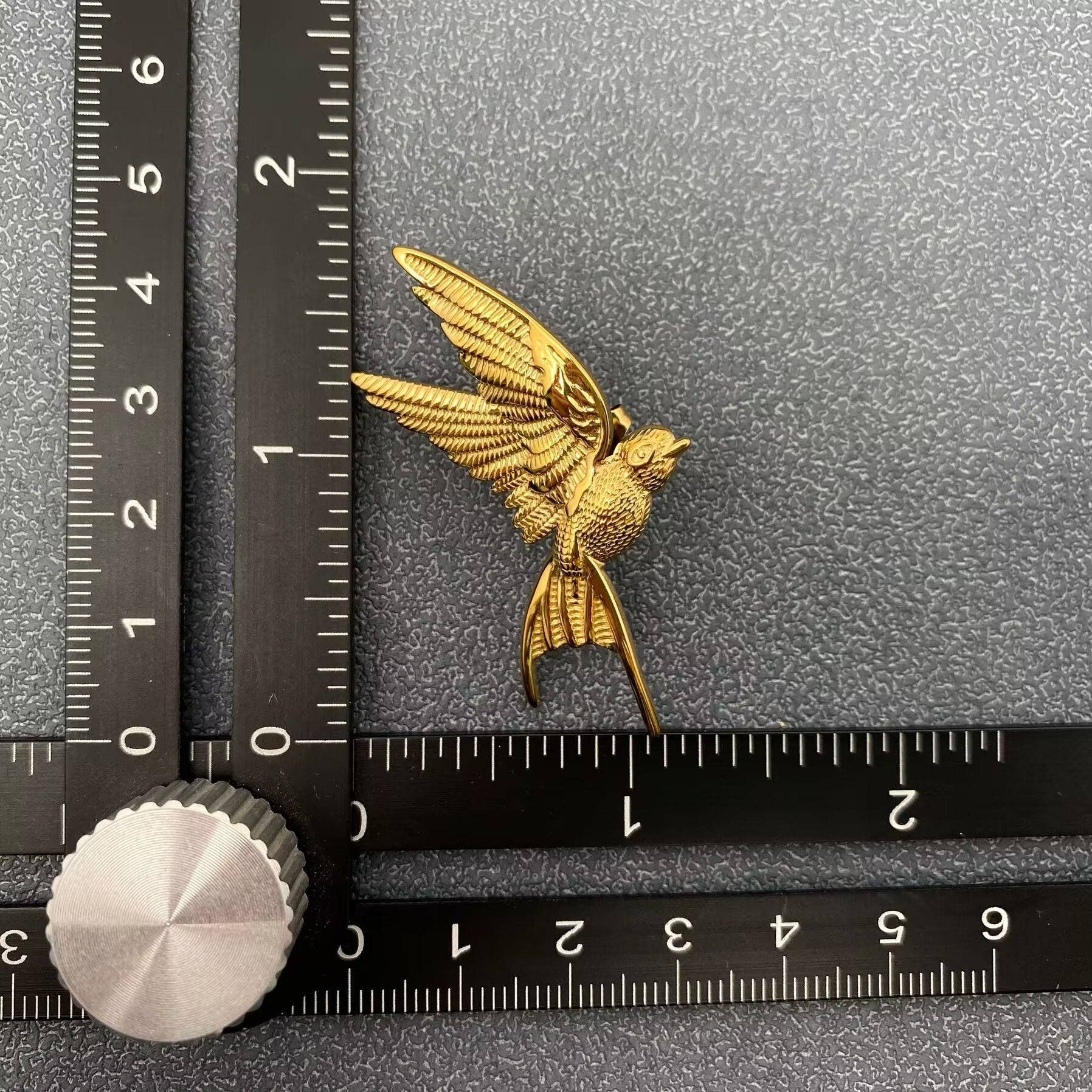 18K GP S. Steel Bird Stud Earrings