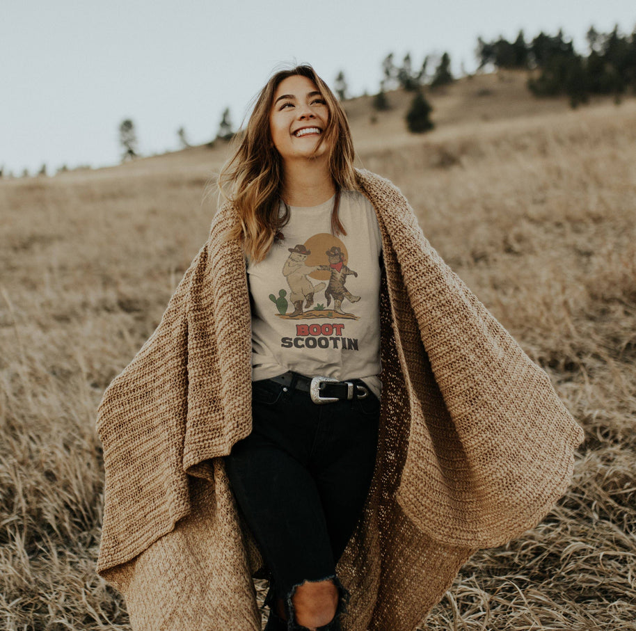 Boot Scootin Kittie T-Shirt, Cropped & Regular