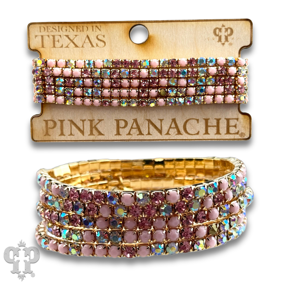 Prong set rhinestone bead bracelets, several colors