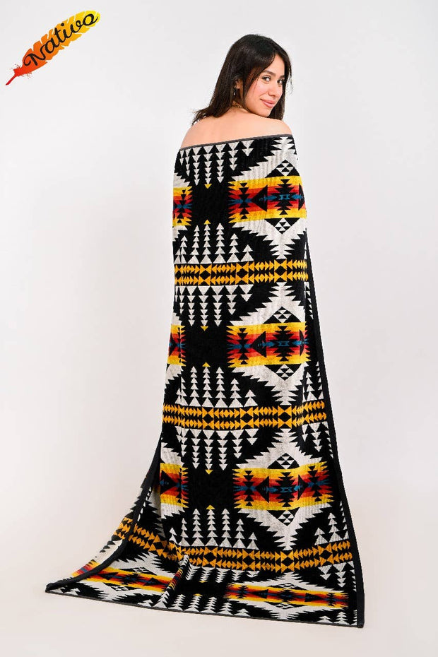 Beach Towel, Santa Fe White & Black