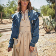 Diagonal Ruffled Denim Jacket