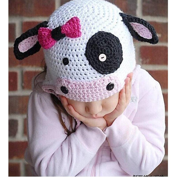 Baby Pink Cow Knit Hat