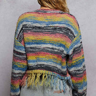 Colorful Fringed Cardigan