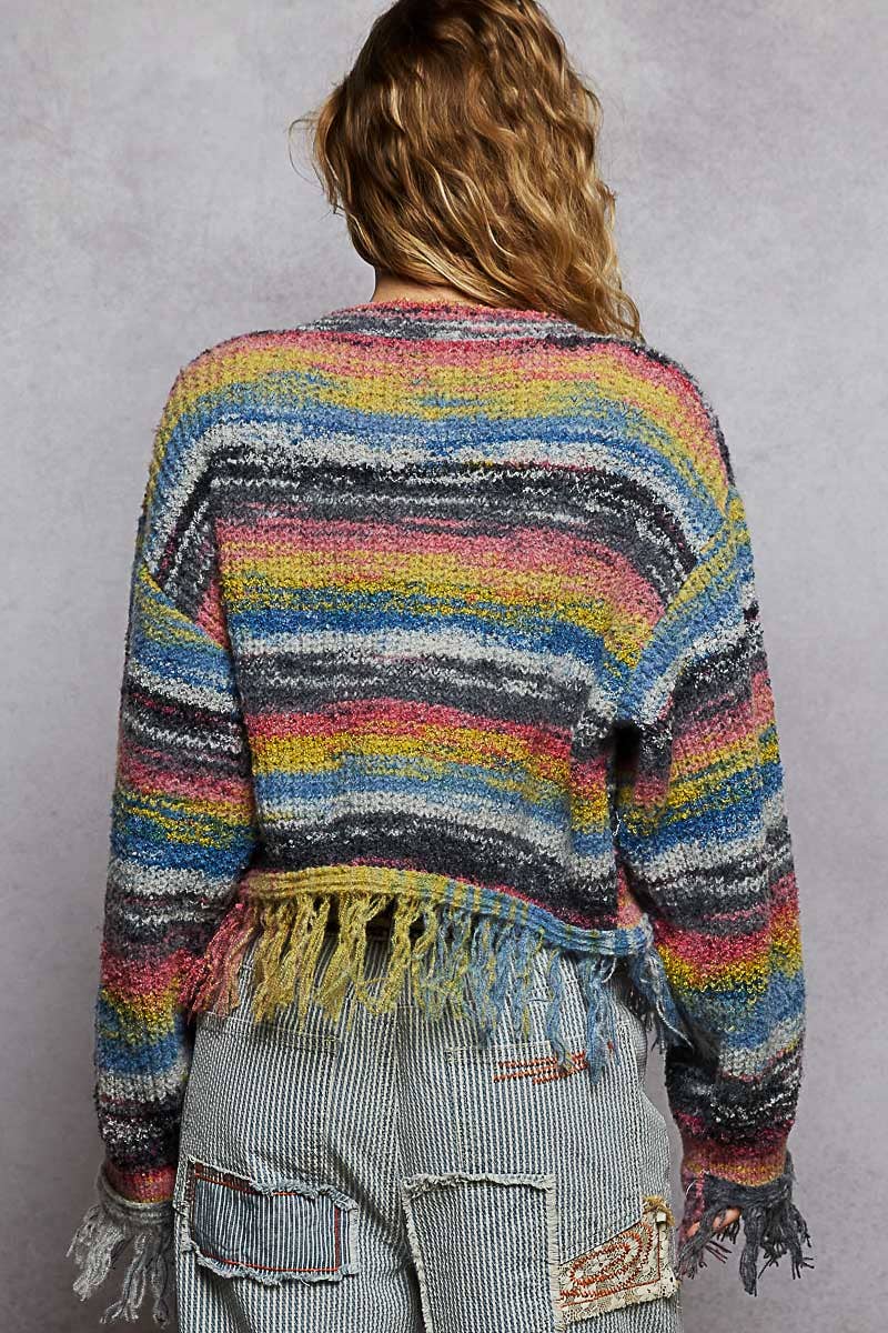 Colorful Fringed Cardigan