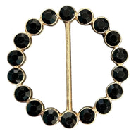 Tee Tie Round Gold with Black Blingy Rhinestones