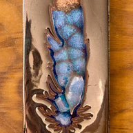 Watercolor Feather on Silver 3”x6” Hand-Glazed Ceramic Tile