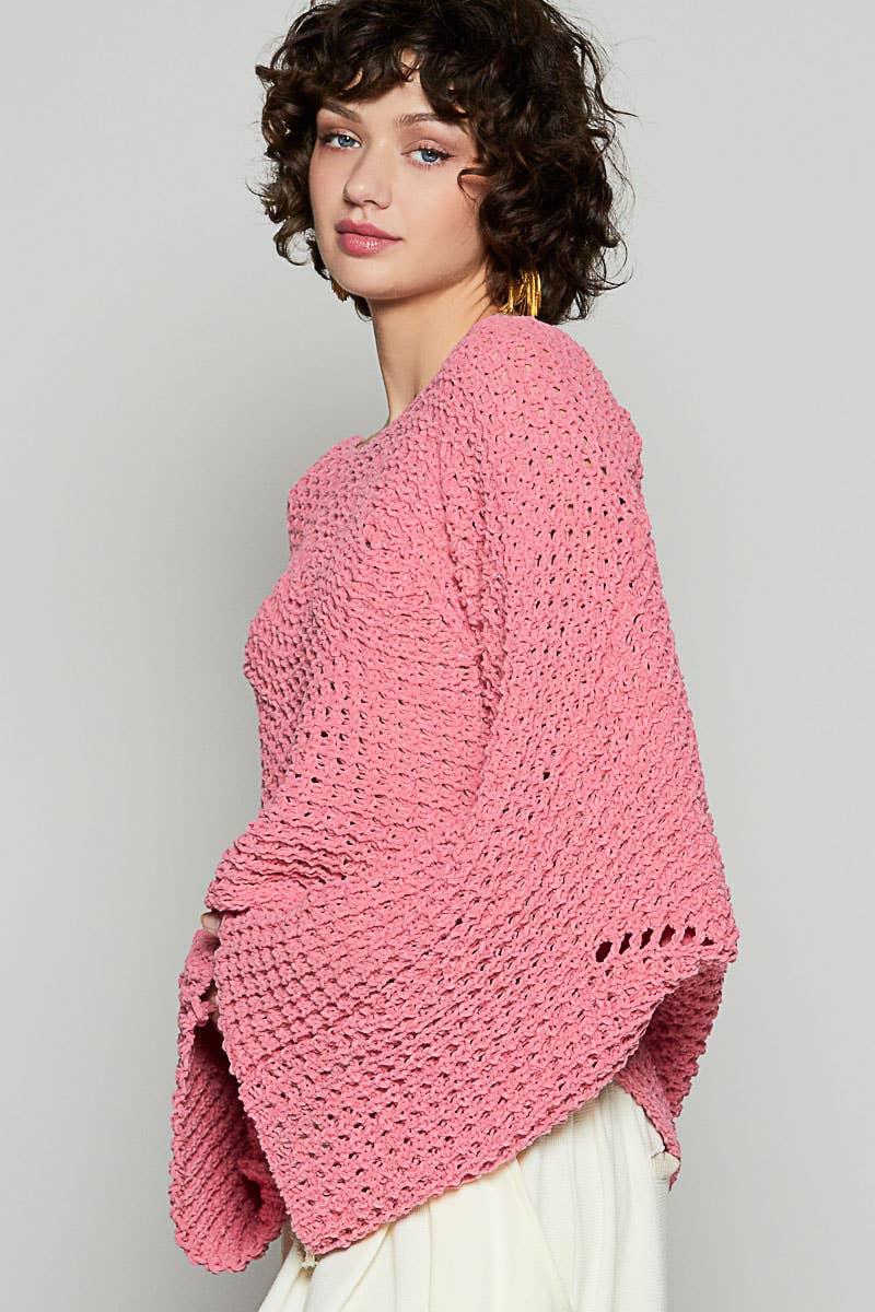 Semi-cropped chenille sweater