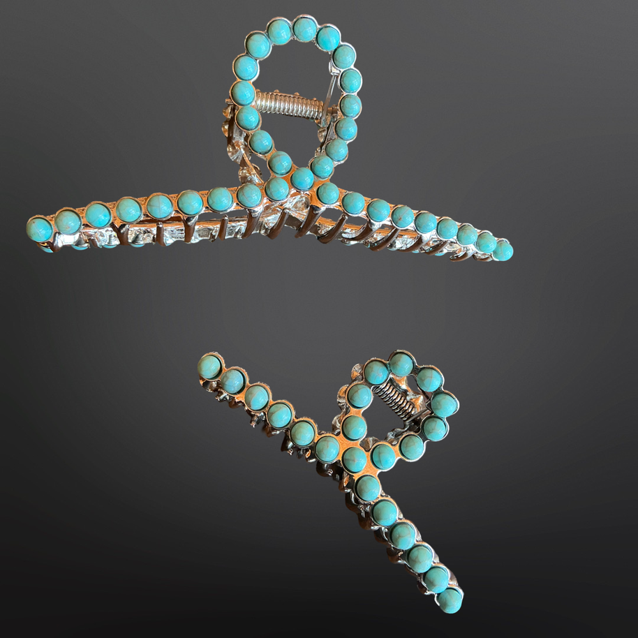 Faux Turquoise Claw Clip -