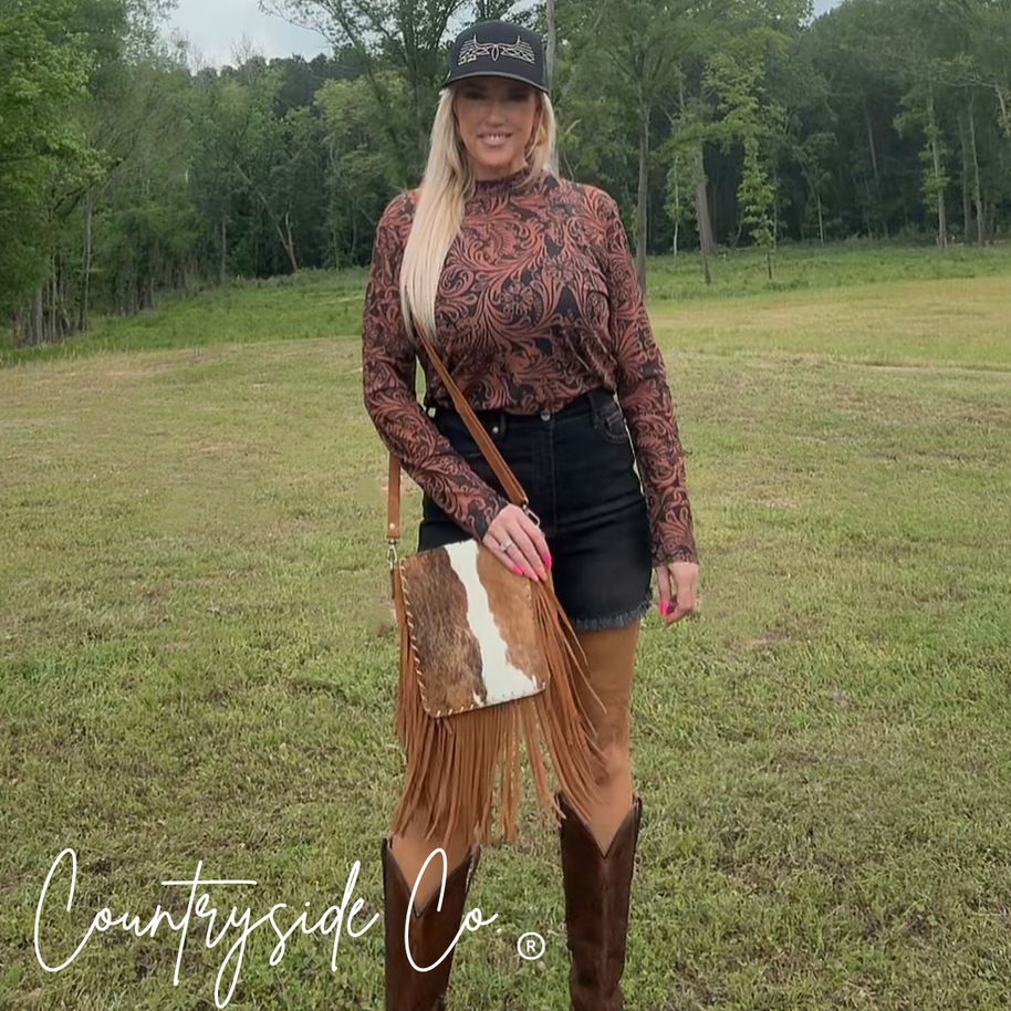 Bessie Cowhide Suede Fringe Crossbody