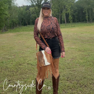 Bessie Cowhide Suede Fringe Crossbody