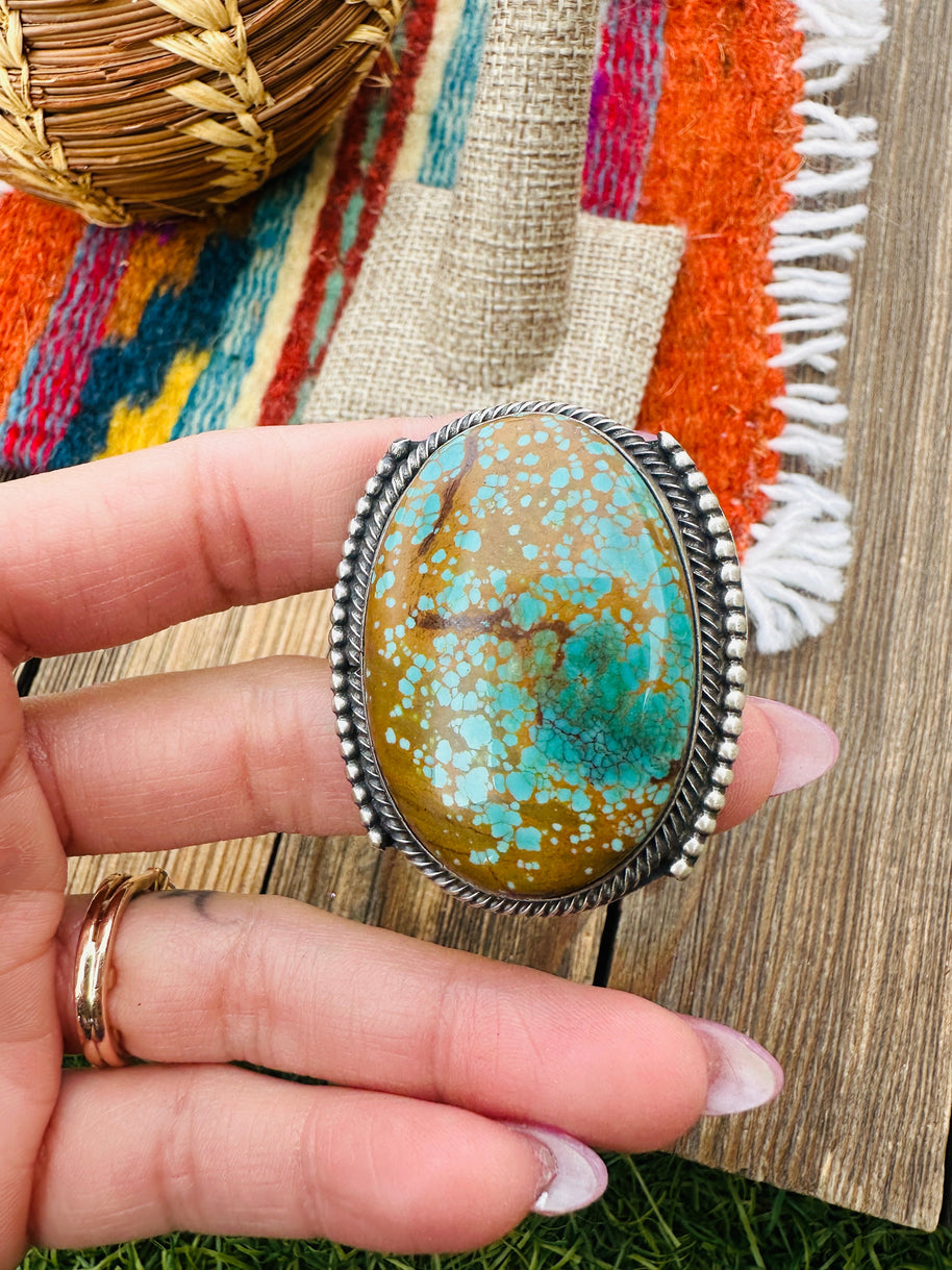 Handcrafted Kingman Web Turquoise & Sterling Silver Adjustable Ring by Sheila Becenti