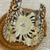 Beautiful Handmade Sterling Silver & Orange Spiny Cuff Bracelet
