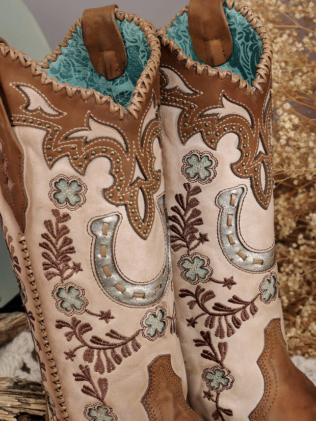 Corral Honey Embroidered Horseshoe Boots