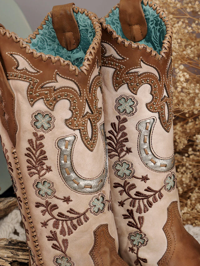 Corral Honey Embroidered Horseshoe Boots