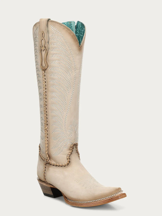 Corral Bone Embroiderey & Metallic Welt Tall Boot