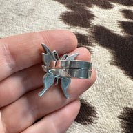 Beautiful Handmade Purple Opal And Sterling Silver Adjustable Butterfly Ring