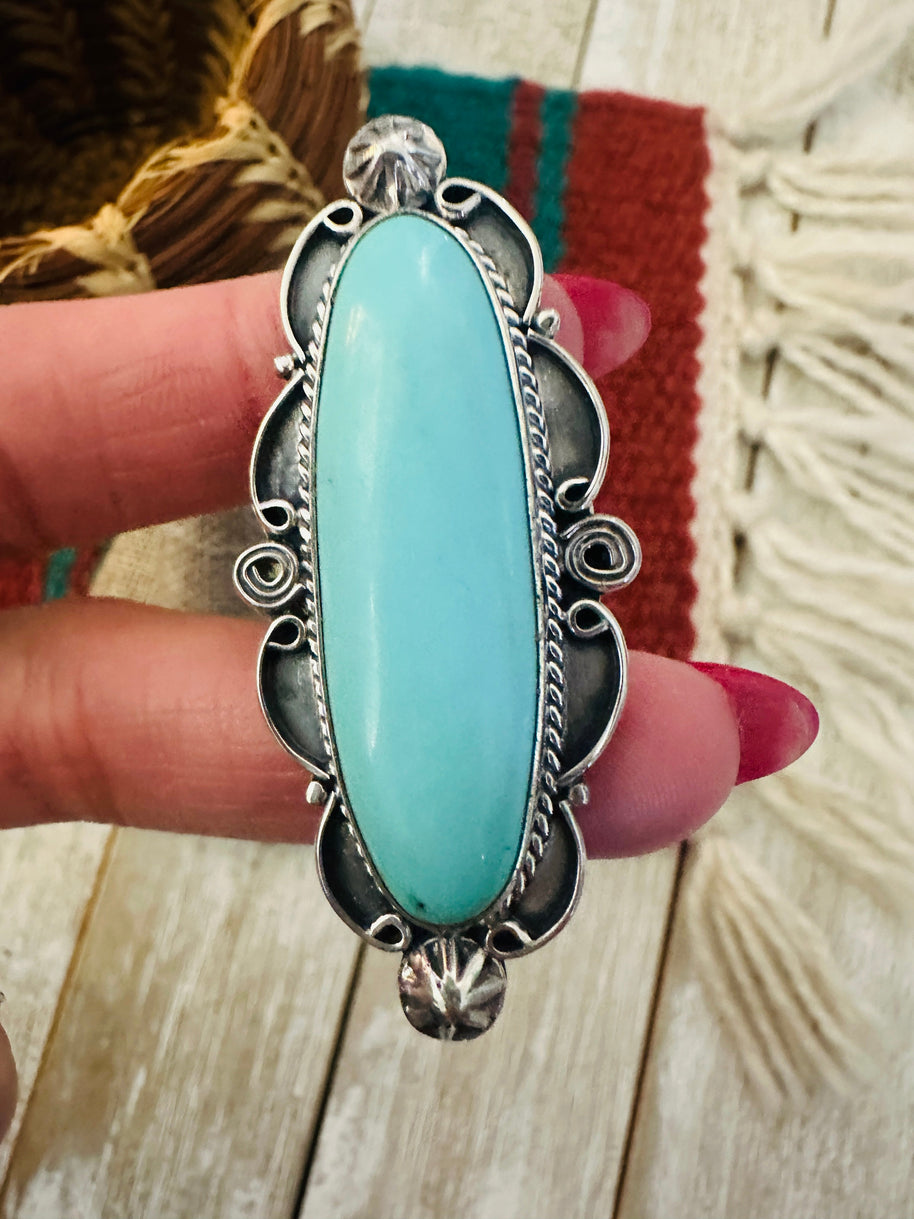 Handcrafted Kingman Turquoise & Sterling Silver Ring Size 7