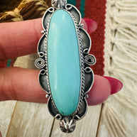 Handcrafted Kingman Turquoise & Sterling Silver Ring Size 7