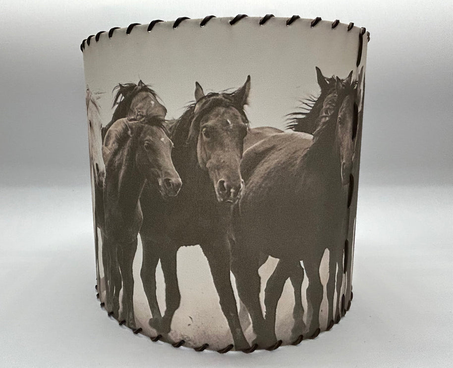 Horses in the Fog Lampshade