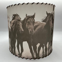 Horses in the Fog Lampshade