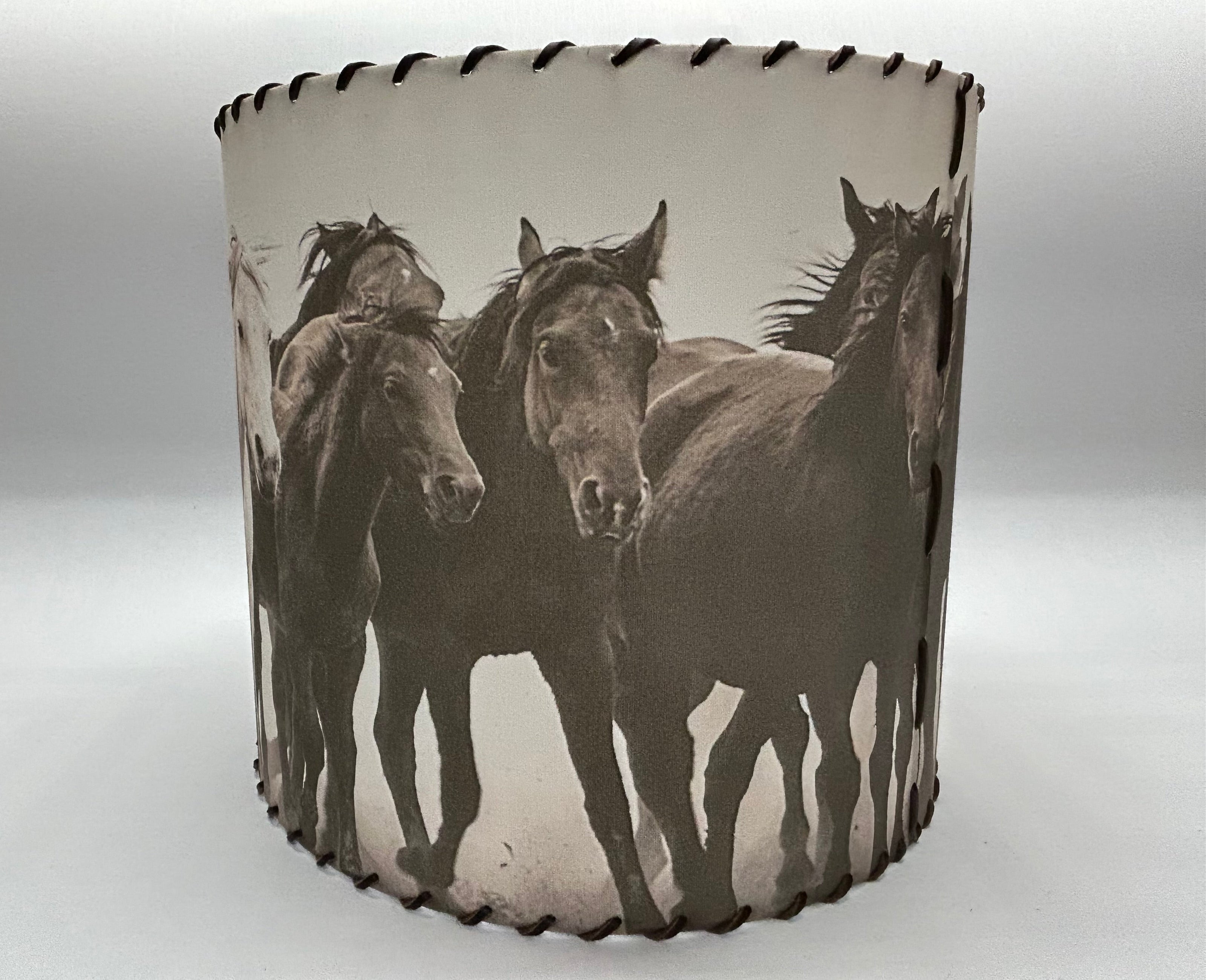 Horses in the Fog Lampshade