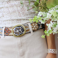 Café Embroidered Belt