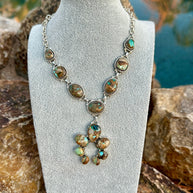 Handmade Royston Ribbon Turquoise Naja & Sterling Silver Lariat Necklace