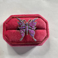 Beautiful Handmade Purple Opal And Sterling Silver Adjustable Butterfly Ring