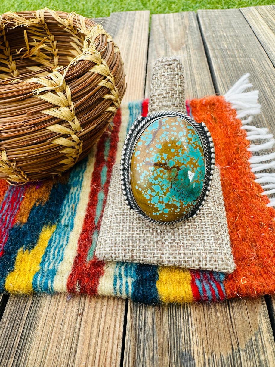 Handcrafted Kingman Web Turquoise & Sterling Silver Adjustable Ring by Sheila Becenti