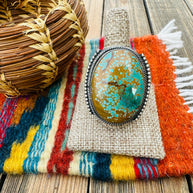 Handcrafted Kingman Web Turquoise & Sterling Silver Adjustable Ring by Sheila Becenti