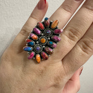 Beautiful Handmade Pink Dream Mojave, Turquoise And Sterling Silver Adjustable Ring