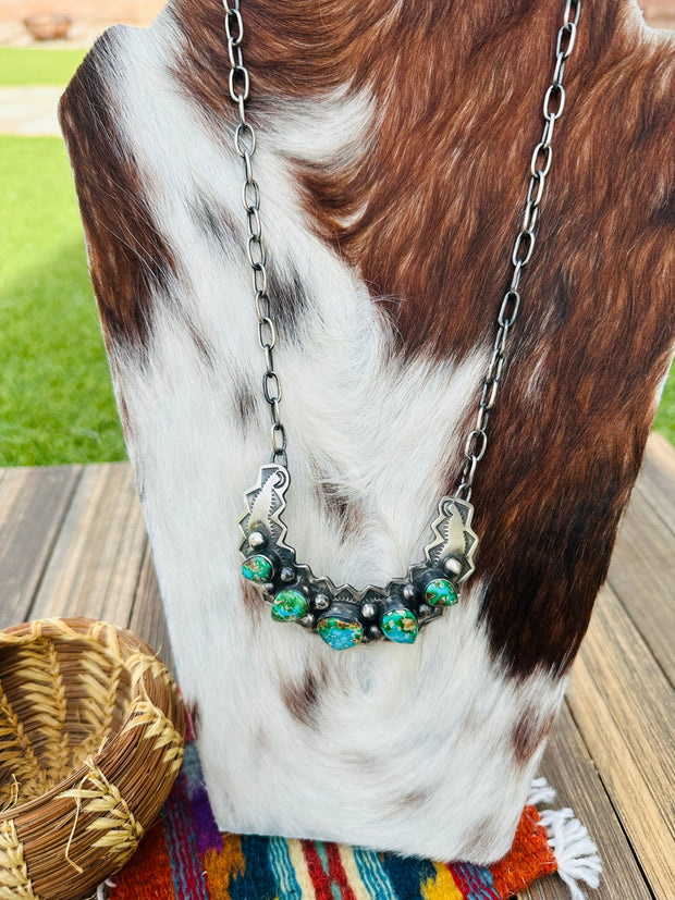 Handcrafted Sonoran Mountain Turquoise & Sterling Silver Necklace by Chimney Butte