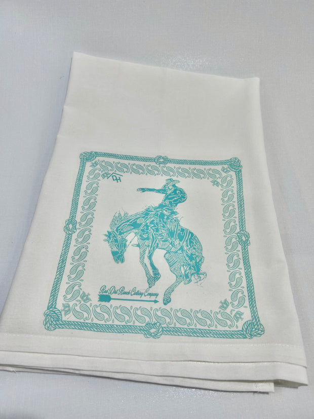 Bandana Bronc Dish Towel Turquoise